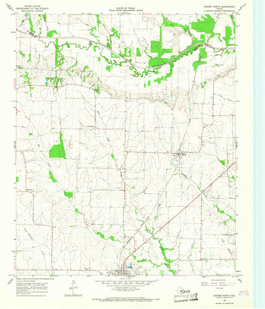 Classic USGS Cooper North Texas 7.5'x7.5' Topo Map Image