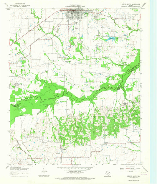 Classic USGS Cooper South Texas 7.5'x7.5' Topo Map Image