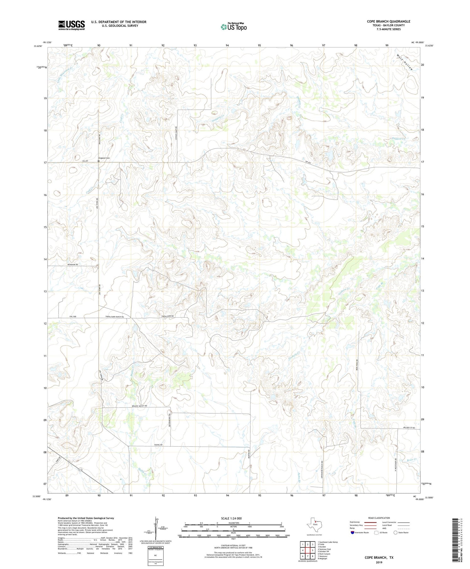 Cope Branch Texas US Topo Map Image
