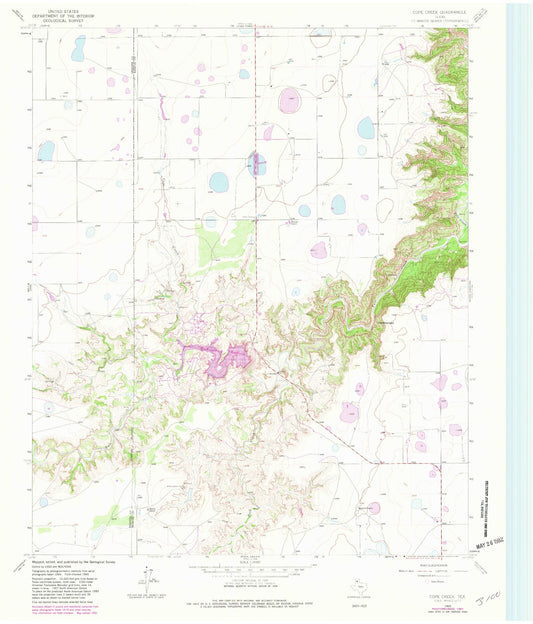 Classic USGS Cope Creek Texas 7.5'x7.5' Topo Map Image