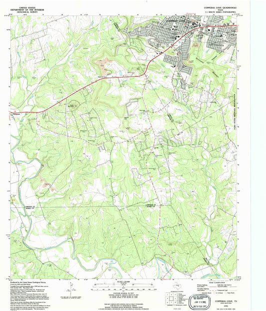 Classic USGS Copperas Cove Texas 7.5'x7.5' Topo Map Image