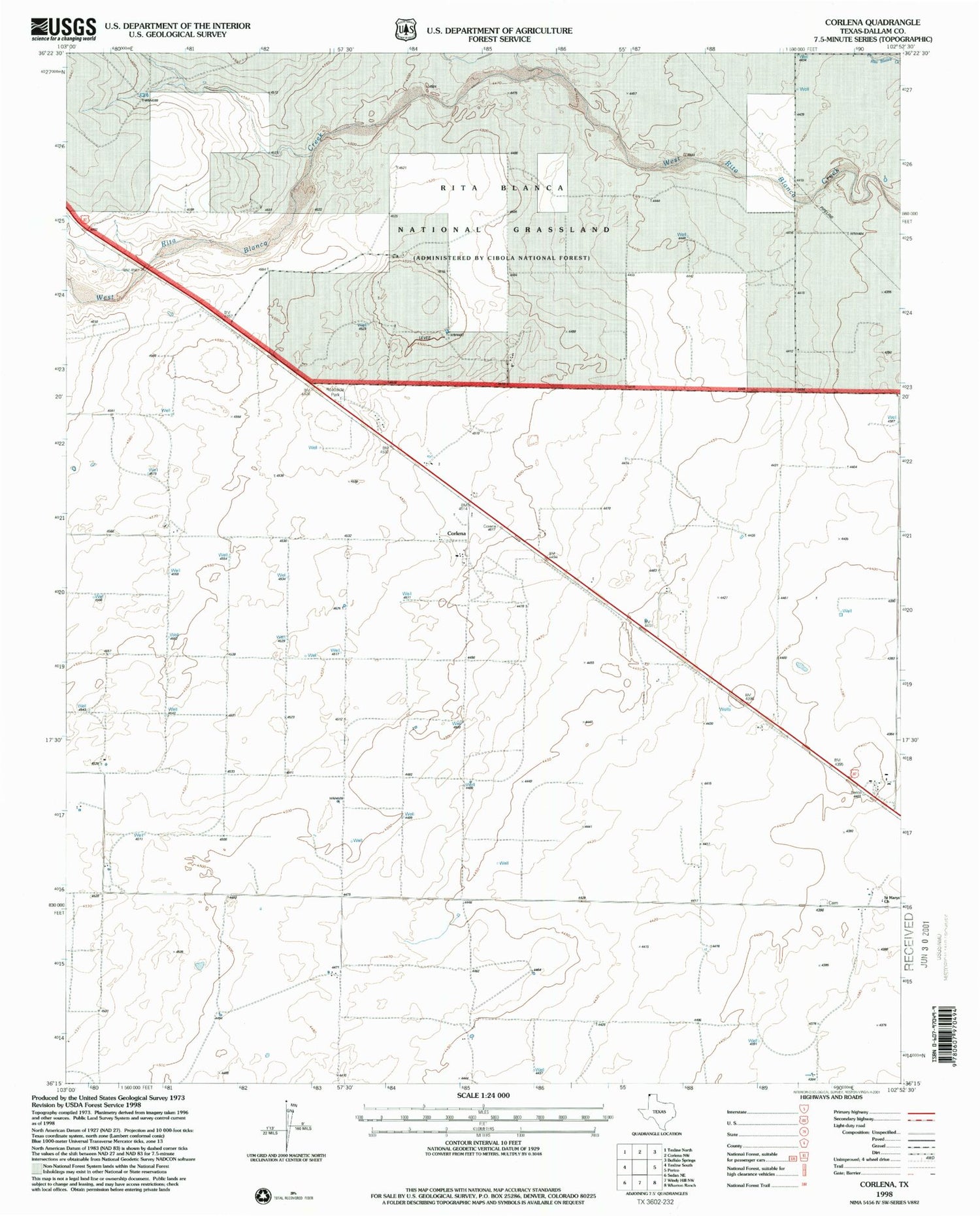 Classic USGS Corlena Texas 7.5'x7.5' Topo Map Image