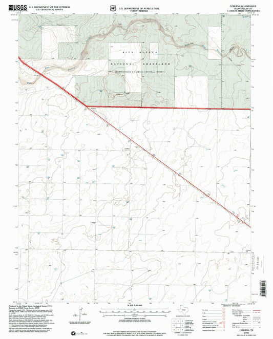 Classic USGS Corlena Texas 7.5'x7.5' Topo Map Image