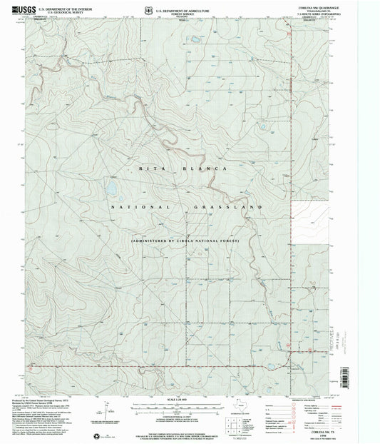Classic USGS Corlena NW Texas 7.5'x7.5' Topo Map Image