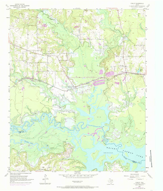 Classic USGS Corley Texas 7.5'x7.5' Topo Map Image