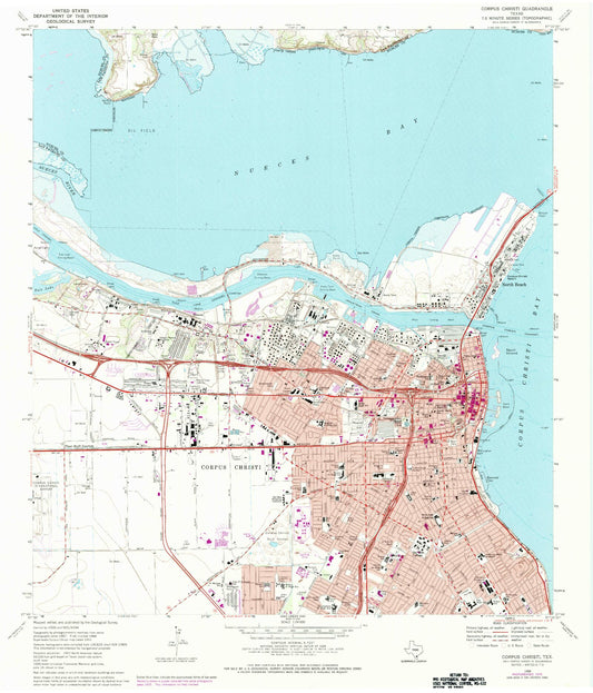 Classic USGS Corpus Christi Texas 7.5'x7.5' Topo Map Image