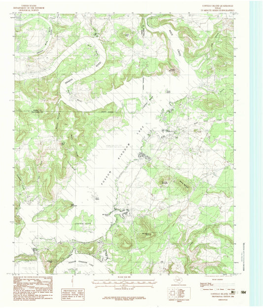 Classic USGS Costello Island Texas 7.5'x7.5' Topo Map Image