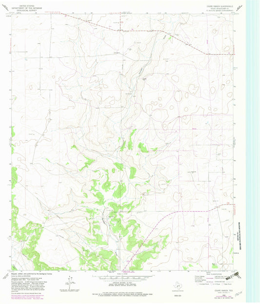 Classic USGS Coupe Ranch Texas 7.5'x7.5' Topo Map Image