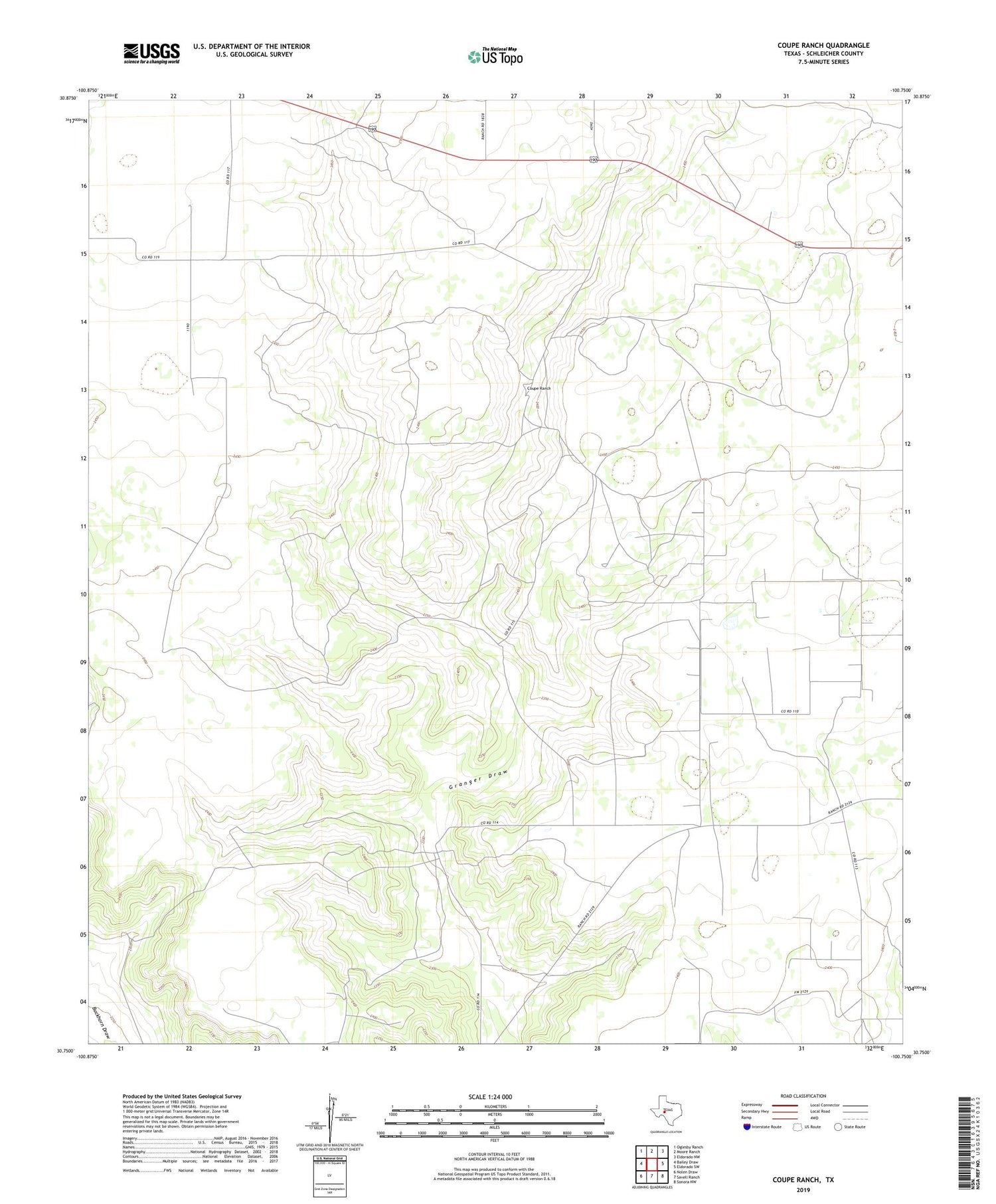 Coupe Ranch Texas US Topo Map Image