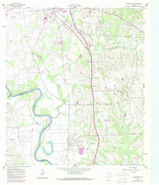 Classic USGS Courtney Texas 7.5'x7.5' Topo Map Image