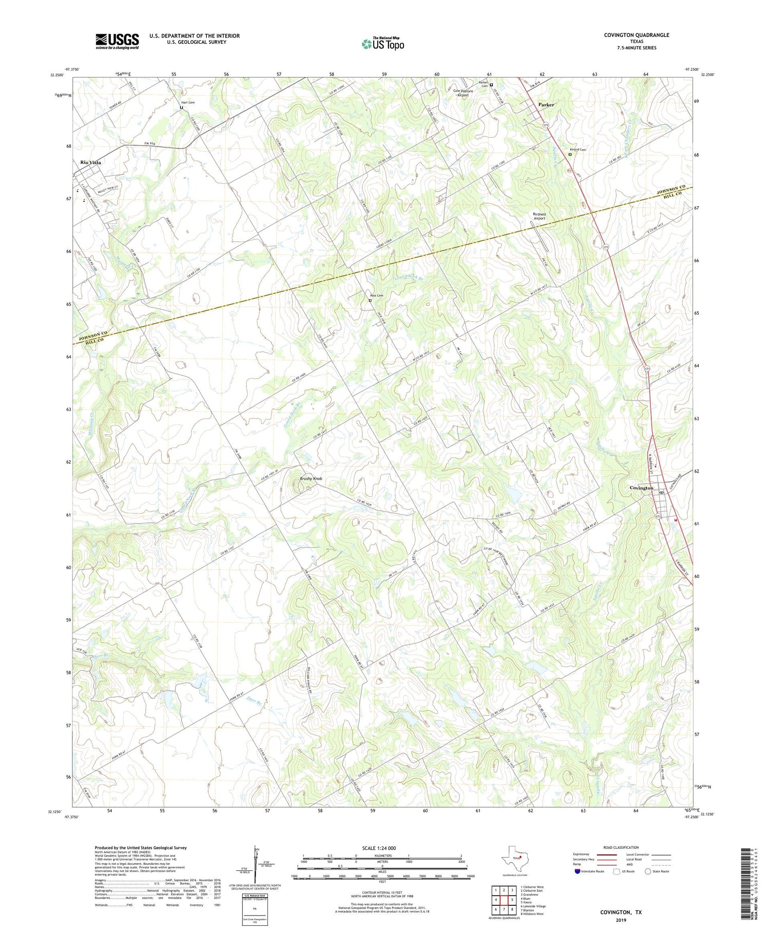 Covington Texas US Topo Map Image