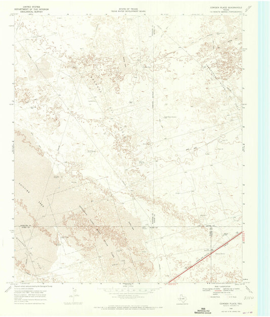 Classic USGS Cowden Place Texas 7.5'x7.5' Topo Map Image