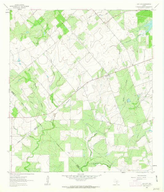 Classic USGS Coy City Texas 7.5'x7.5' Topo Map Image