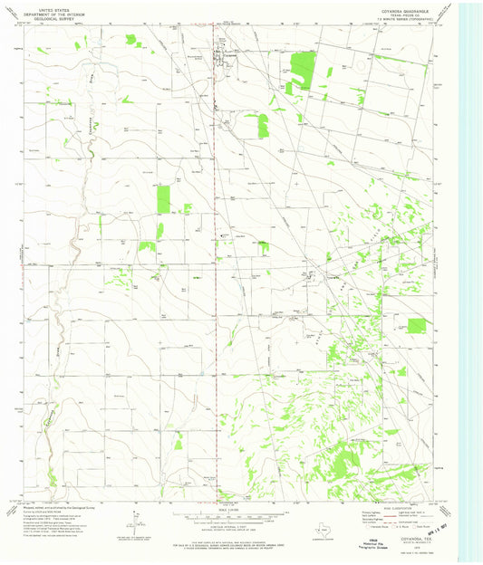 Classic USGS Coyanosa Texas 7.5'x7.5' Topo Map Image