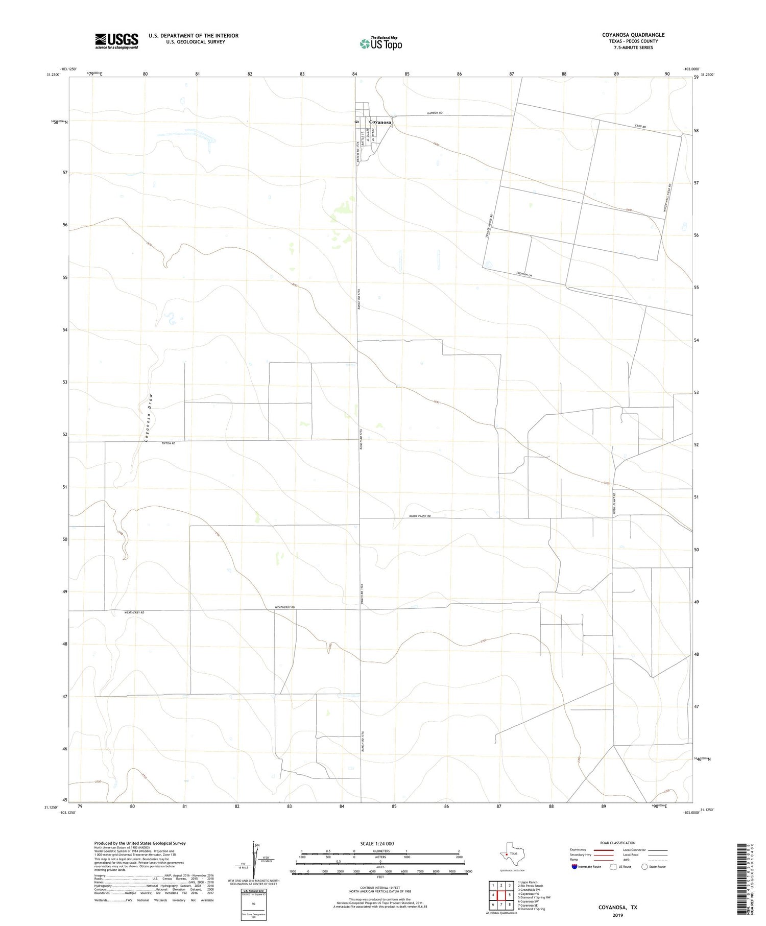 Coyanosa Texas US Topo Map Image