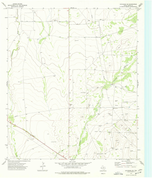 Classic USGS Coyanosa SE Texas 7.5'x7.5' Topo Map Image
