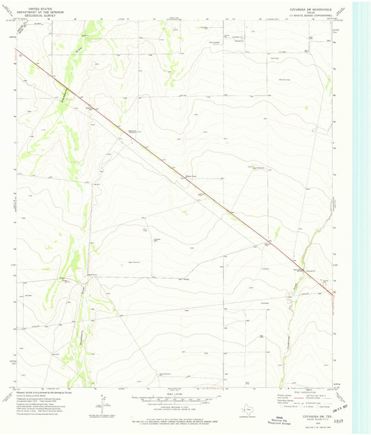 Classic USGS Coyanosa SW Texas 7.5'x7.5' Topo Map Image