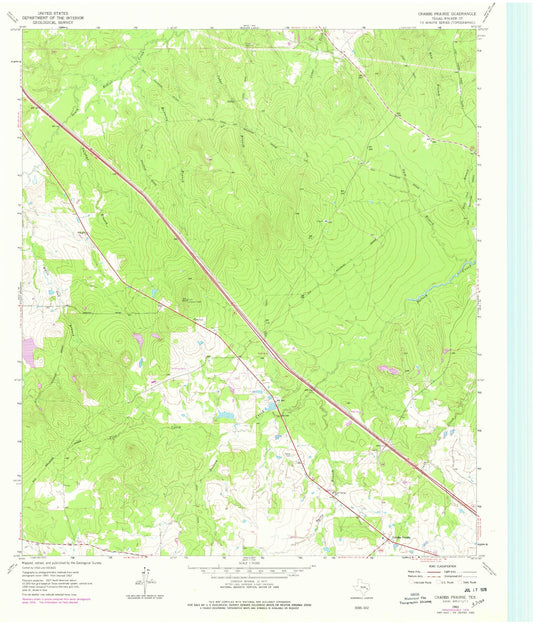 Classic USGS Crabbs Prairie Texas 7.5'x7.5' Topo Map Image