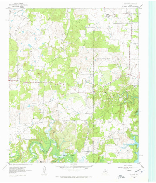Classic USGS Crafton Texas 7.5'x7.5' Topo Map Image