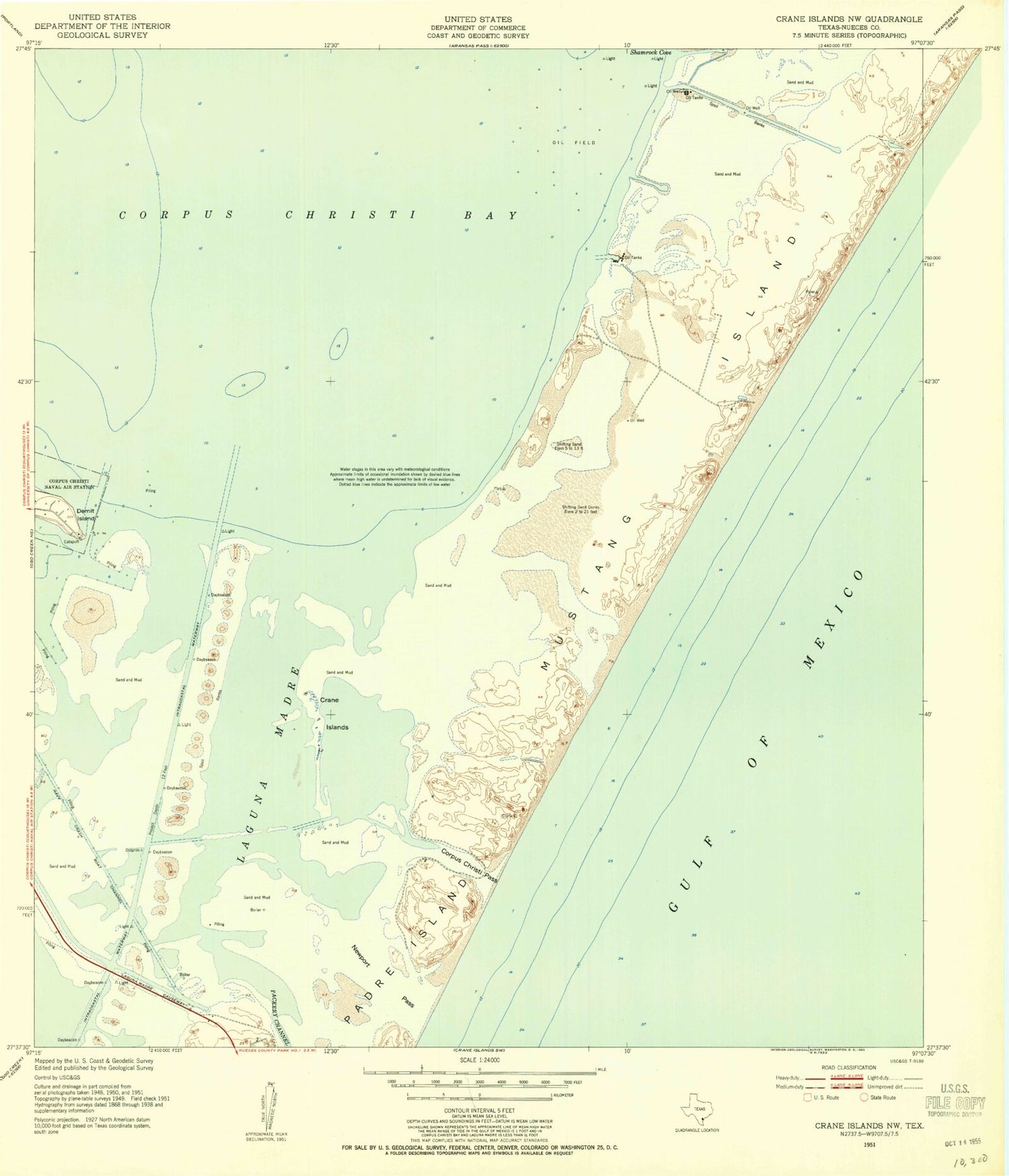 Classic USGS Crane Islands NW Texas 7.5'x7.5' Topo Map Image