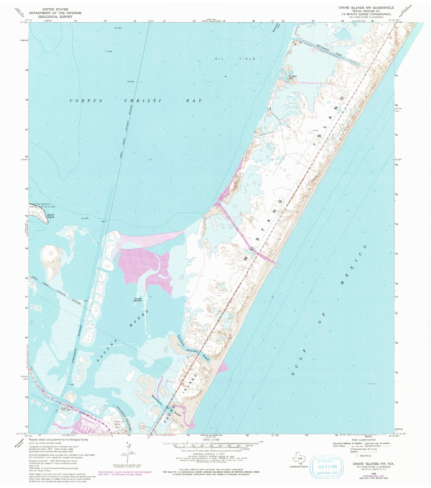 Classic USGS Crane Islands NW Texas 7.5'x7.5' Topo Map Image