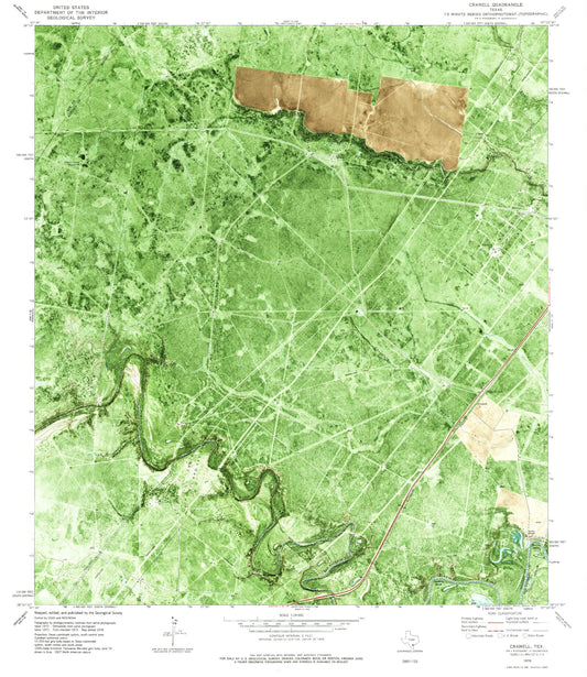 Classic USGS Cranell Texas 7.5'x7.5' Topo Map Image
