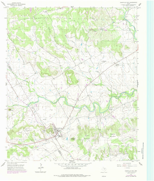 Classic USGS Cranfills Gap Texas 7.5'x7.5' Topo Map Image