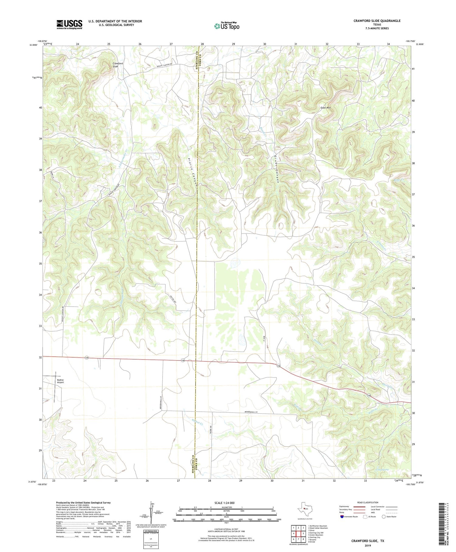 Crawford Slide Texas US Topo Map Image