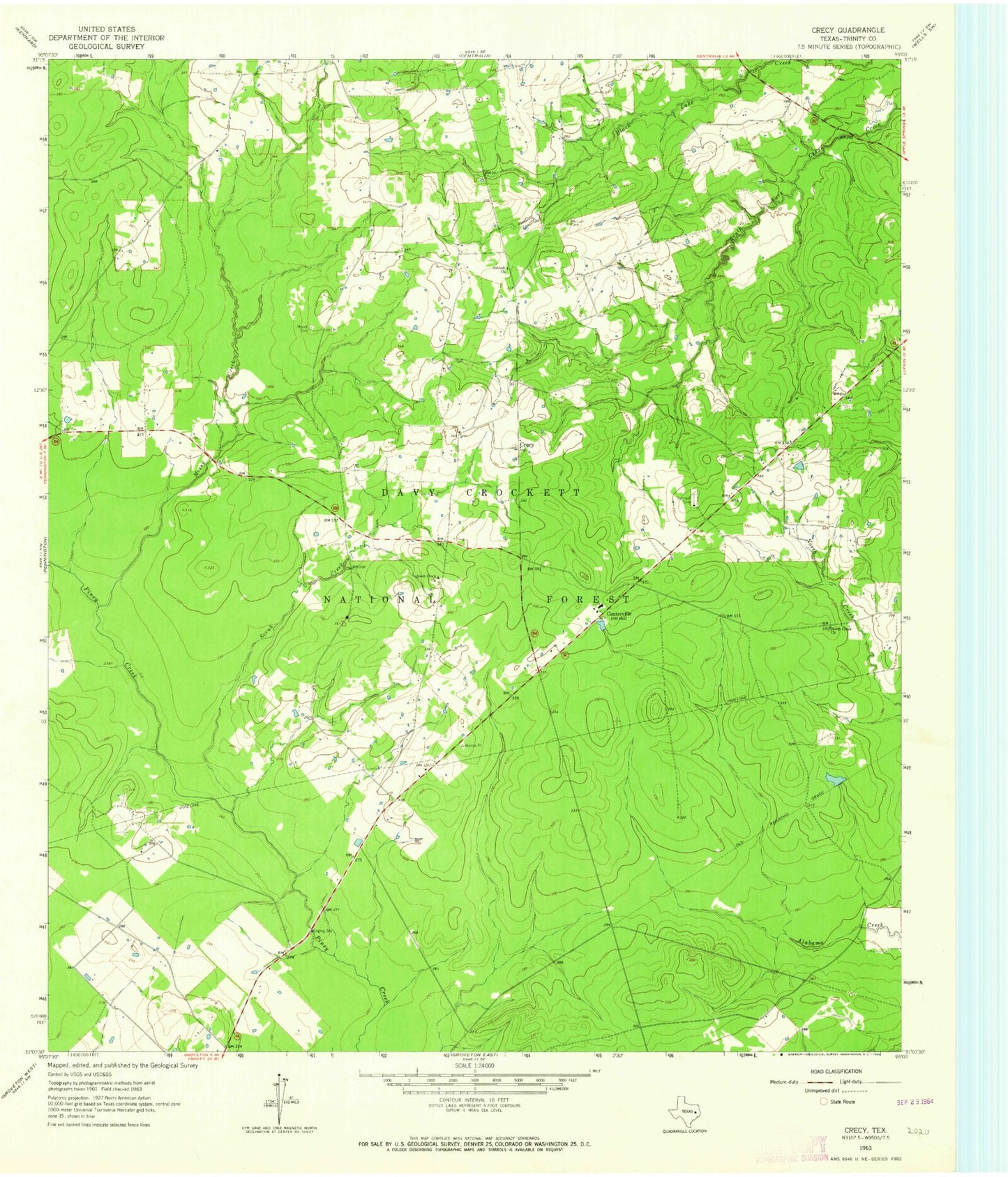 Classic USGS Crecy Texas 7.5'x7.5' Topo Map Image