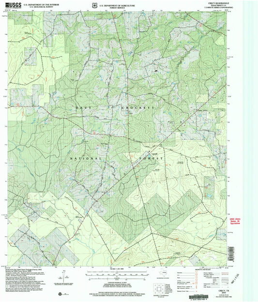 Classic USGS Crecy Texas 7.5'x7.5' Topo Map Image