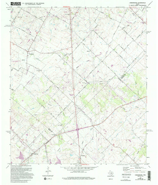 Classic USGS Creedmoor Texas 7.5'x7.5' Topo Map Image