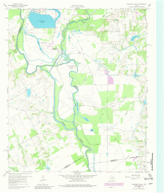 Classic USGS Creslenn Ranch Texas 7.5'x7.5' Topo Map Image