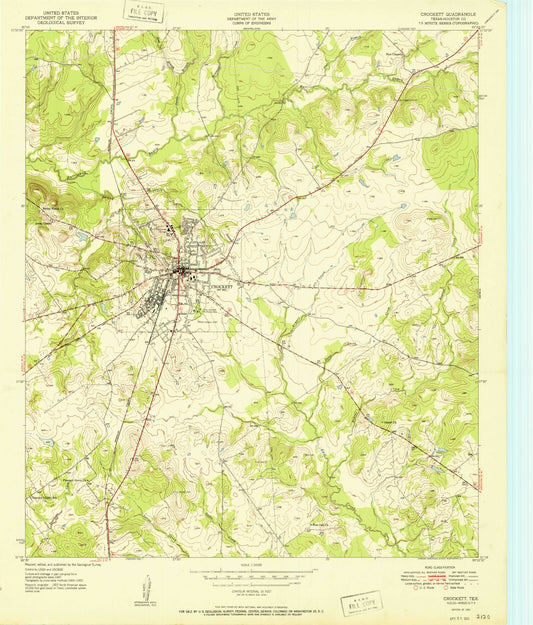 Classic USGS Crockett Texas 7.5'x7.5' Topo Map Image