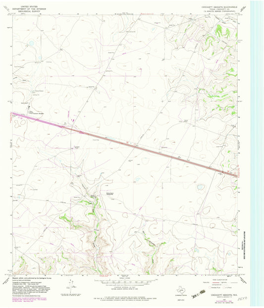Classic USGS Crockett Heights Texas 7.5'x7.5' Topo Map Image
