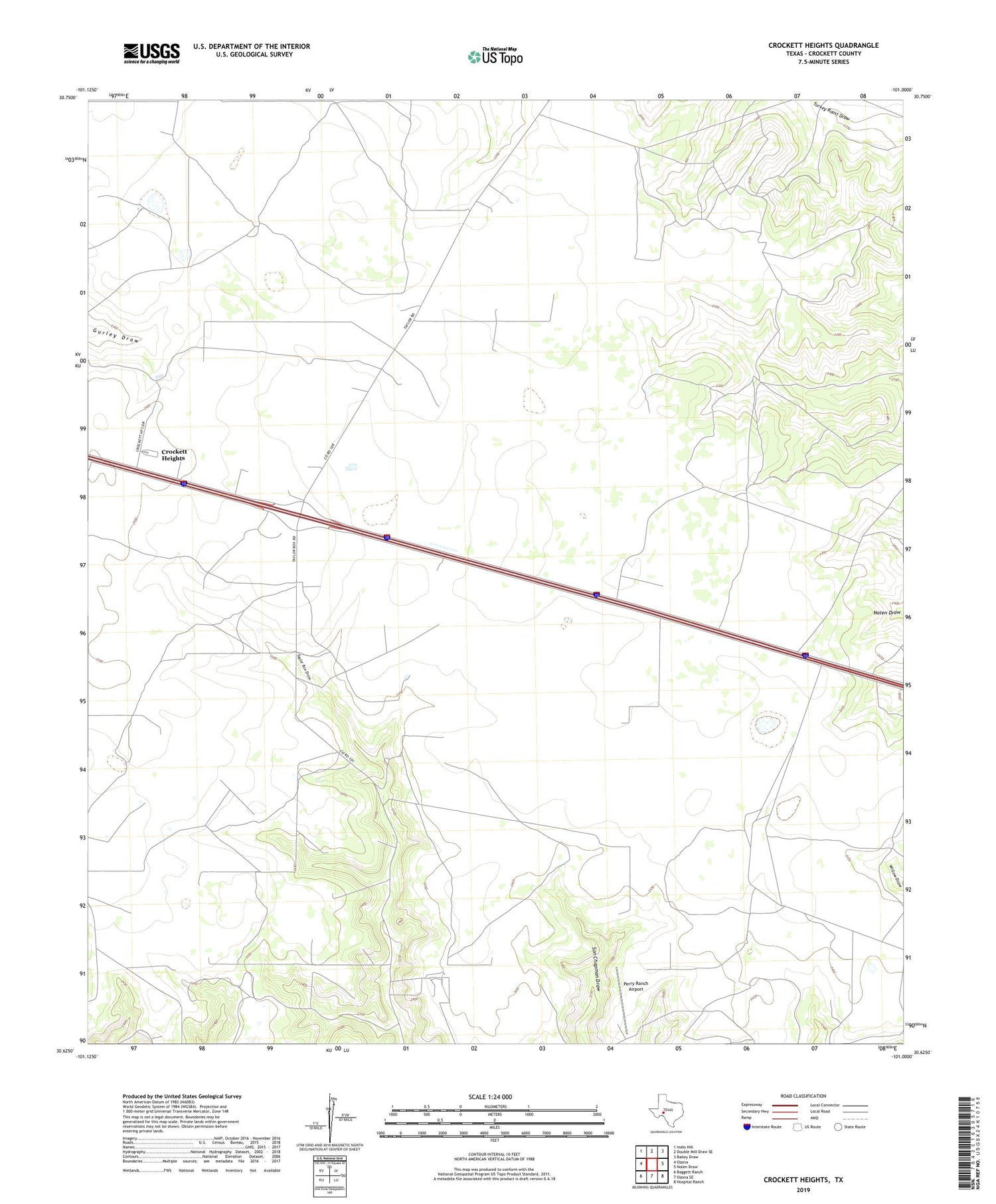 Crockett Heights Texas US Topo Map Image