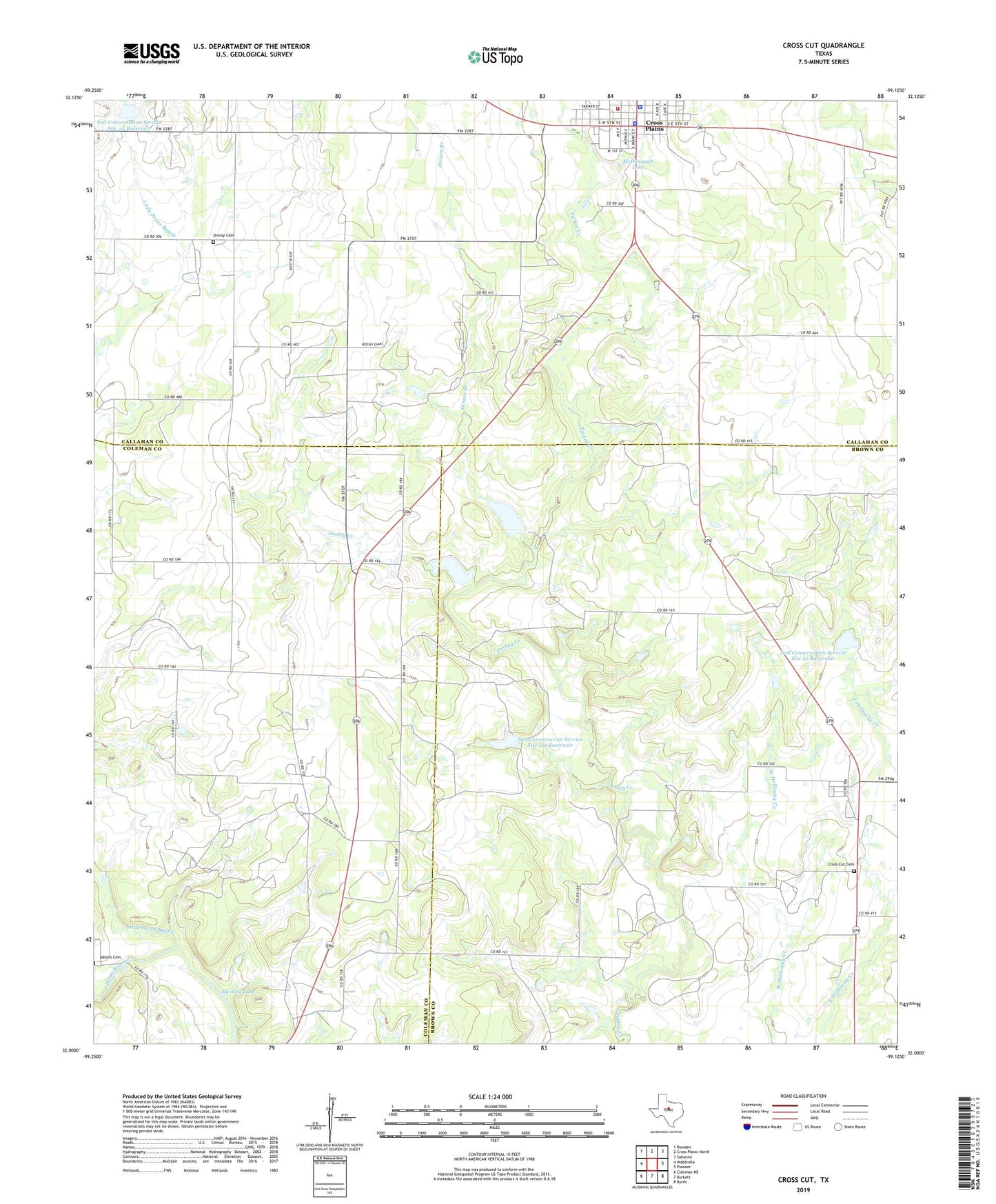 Cross Cut Texas US Topo Map Image