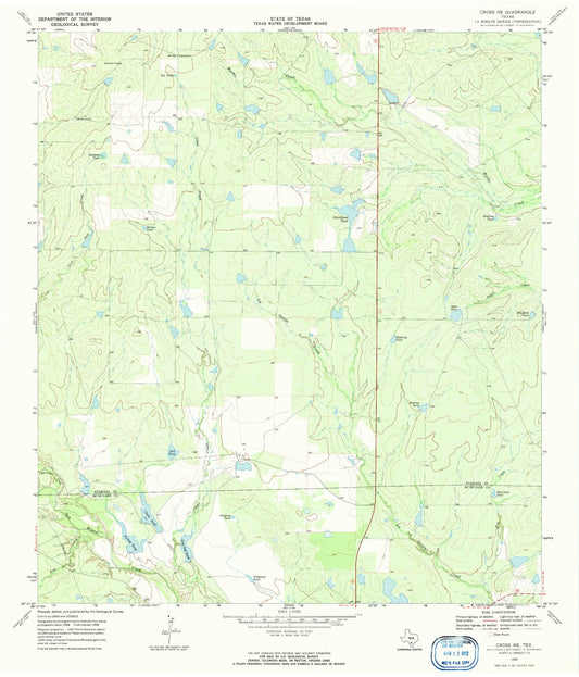Classic USGS Cross NE Texas 7.5'x7.5' Topo Map Image