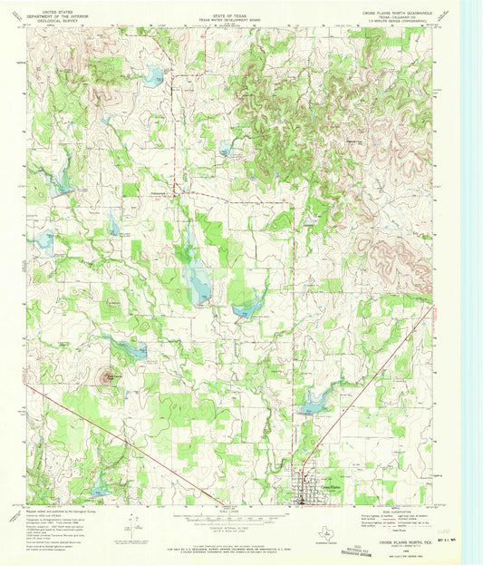 Classic USGS Cross Plains North Texas 7.5'x7.5' Topo Map Image