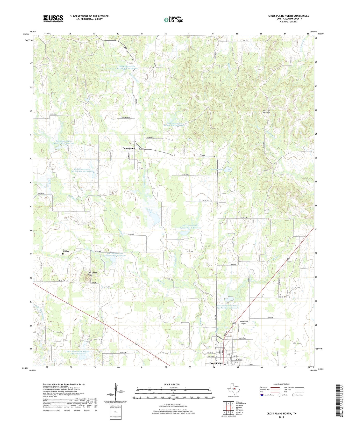 Cross Plains North Texas US Topo Map Image