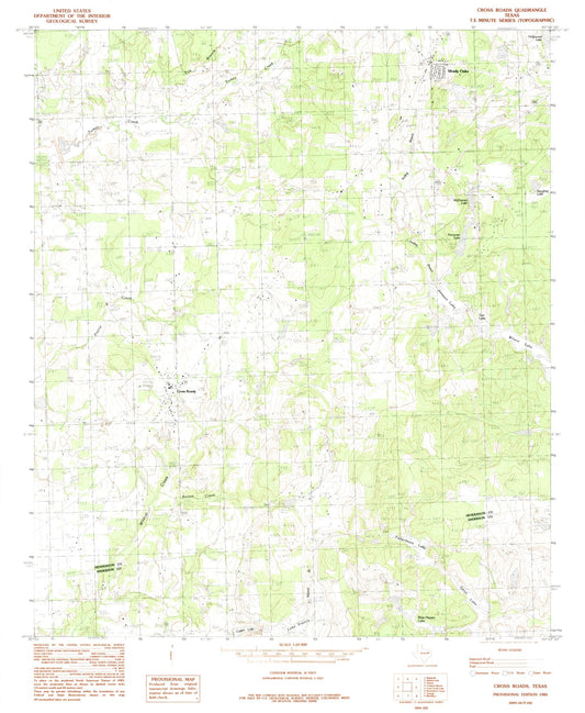 Classic USGS Cross Roads Texas 7.5'x7.5' Topo Map Image