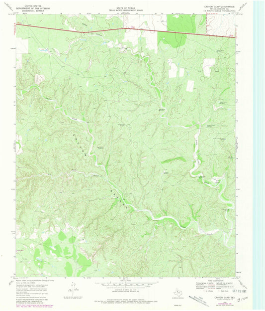 Classic USGS Croton Camp Texas 7.5'x7.5' Topo Map Image