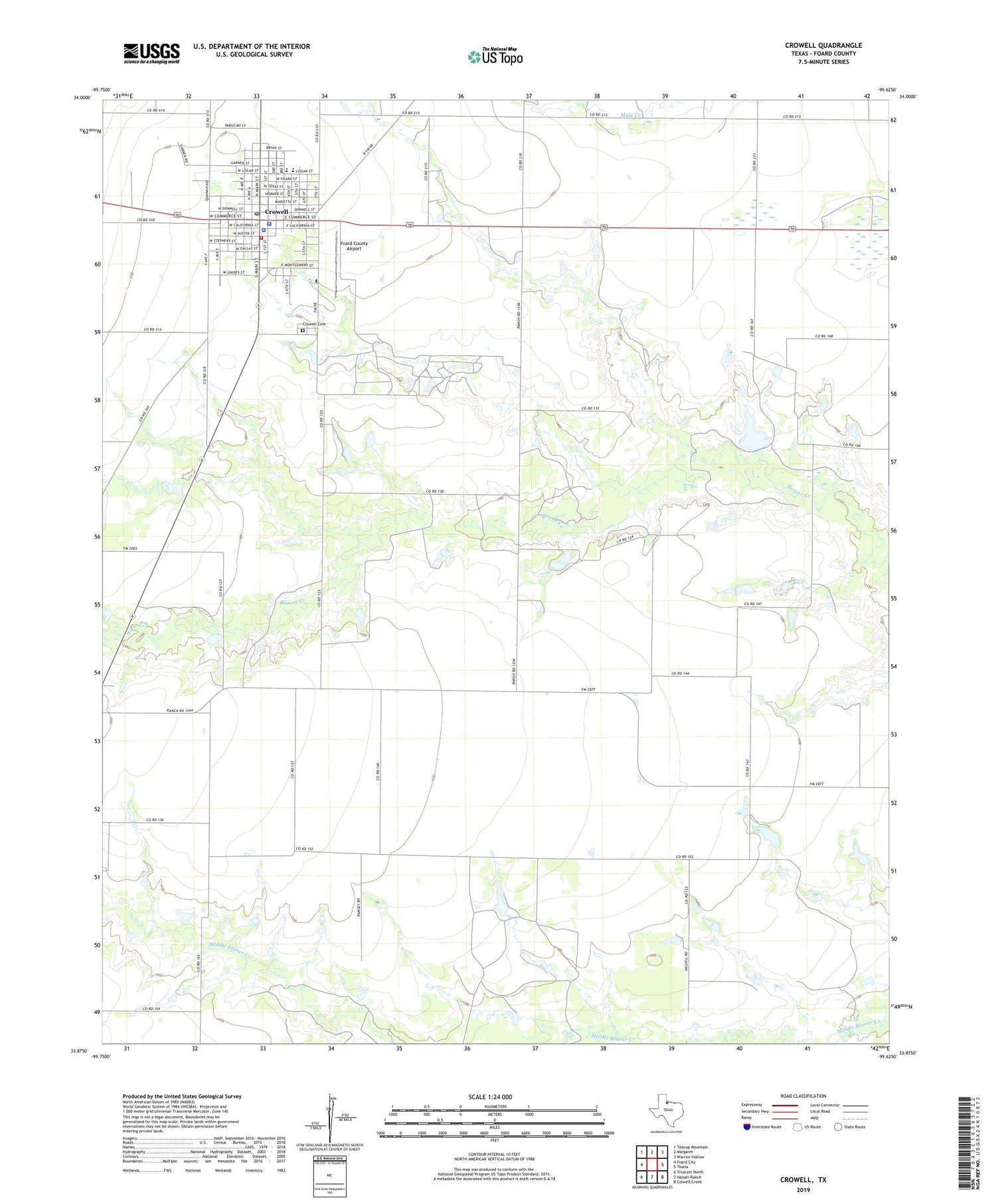 Crowell Texas US Topo Map Image