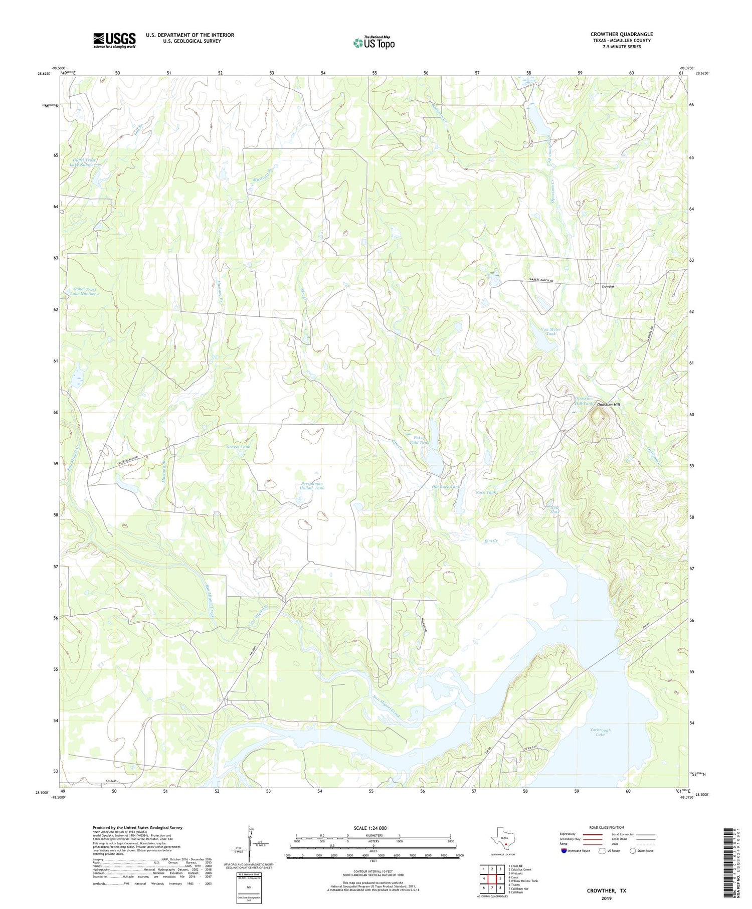 Crowther Texas US Topo Map Image