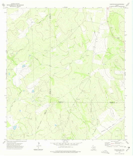 Classic USGS Cuevitas SW Texas 7.5'x7.5' Topo Map Image