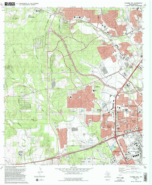 Classic USGS Culebra Hill Texas 7.5'x7.5' Topo Map Image