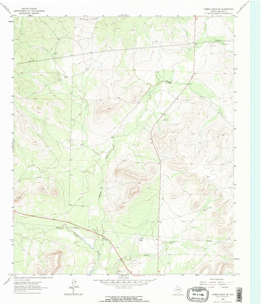 Classic USGS Cumbie Draw NE Texas 7.5'x7.5' Topo Map Image