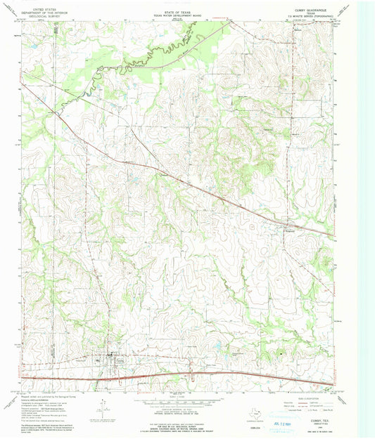 Classic USGS Cumby Texas 7.5'x7.5' Topo Map Image