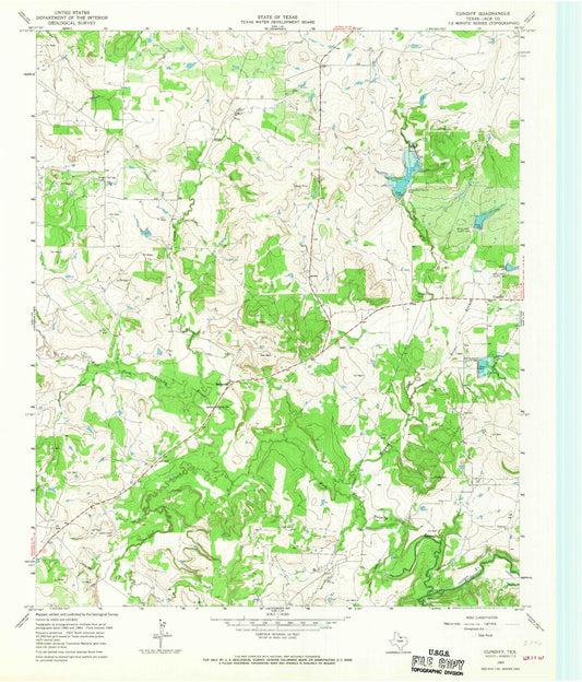 Classic USGS Cundiff Texas 7.5'x7.5' Topo Map Image