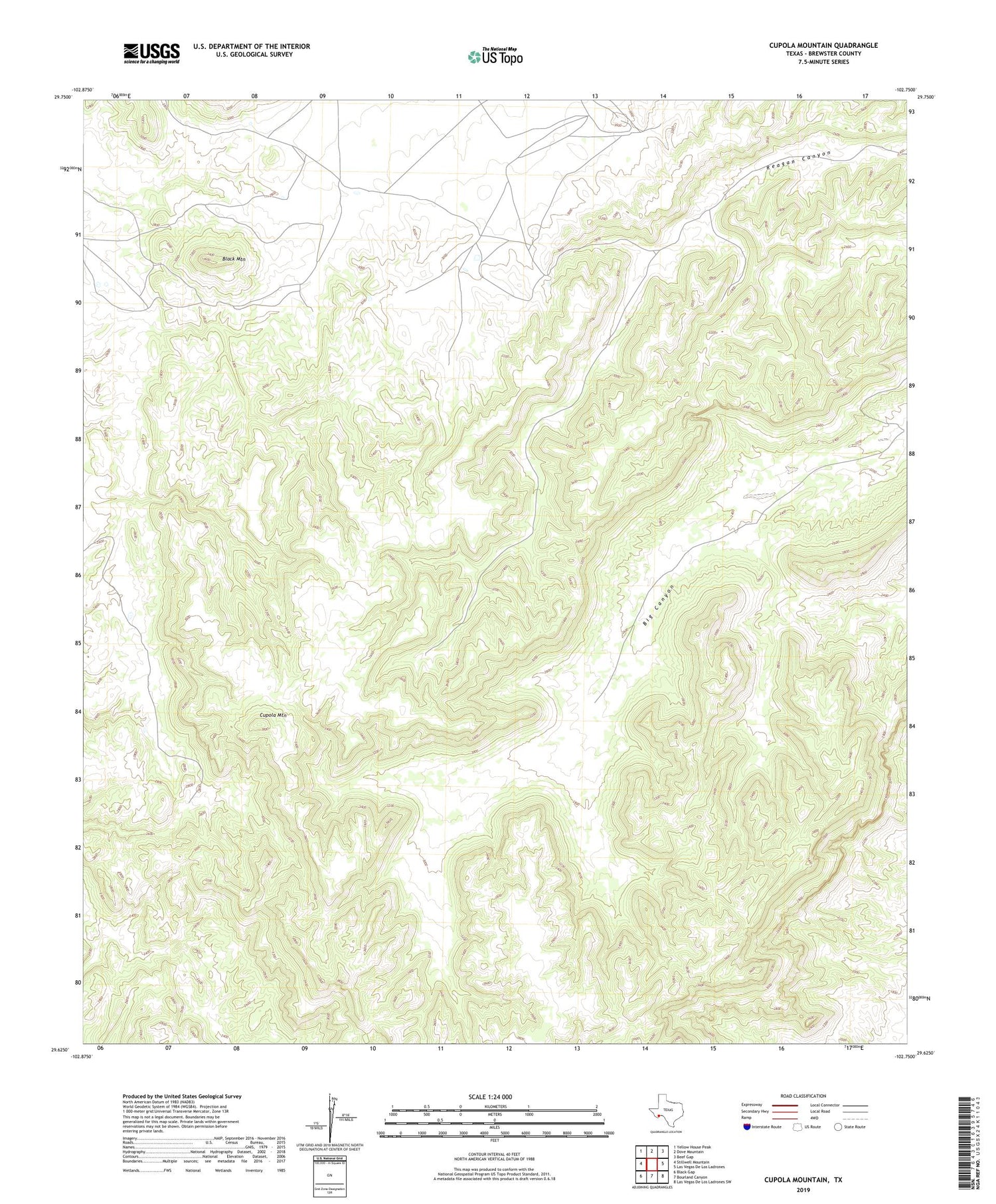 Cupola Mountain Texas US Topo Map Image