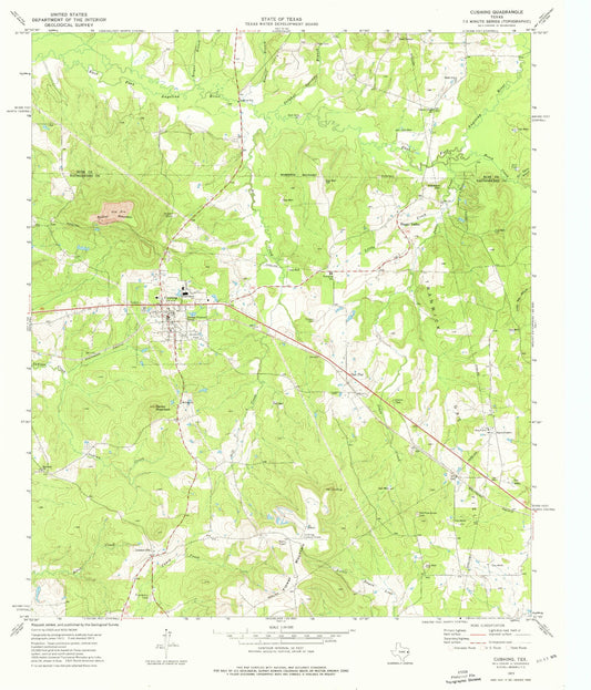 Classic USGS Cushing Texas 7.5'x7.5' Topo Map Image